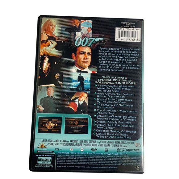 Goldfinger 007 James Bond Spy Action DVD Movie 1964 u Sean Connery Gert Fröbe - Picture 2 of 2